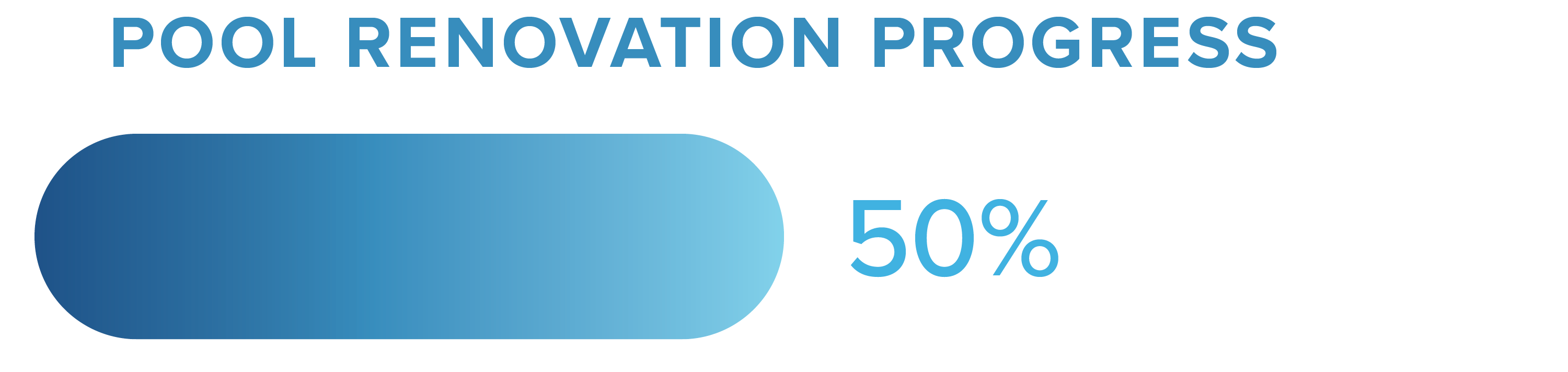 Pool Renovation Progress bar chart at 50%