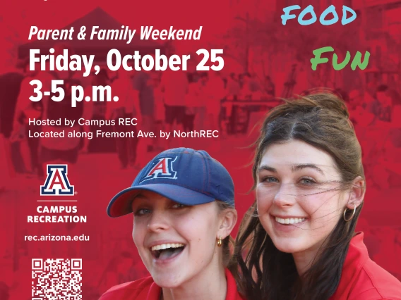 Fremont Freebies Poster featuring Campus Recreation Employees as well as text saying "connections, music, swag, food, and fun"