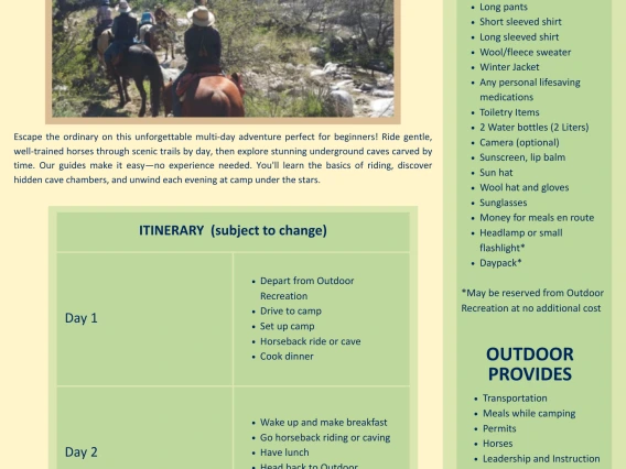 Caving and Horseback Riding