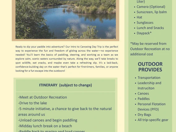 Intro to Canoeing Itinerary