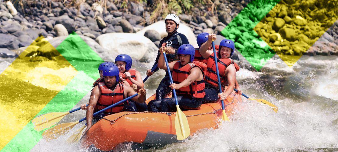 image of group whitewater rafting