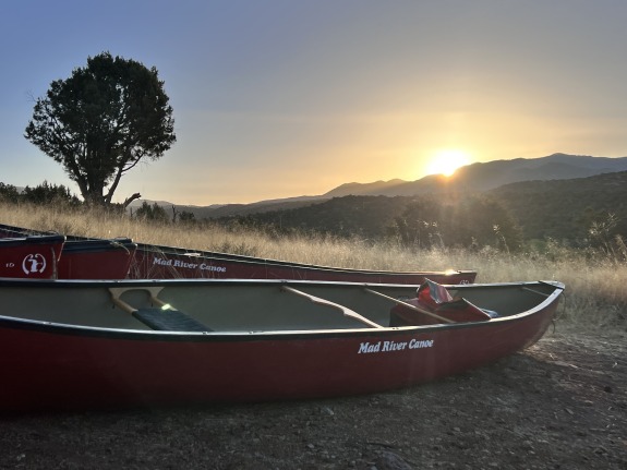 canoes and sunset