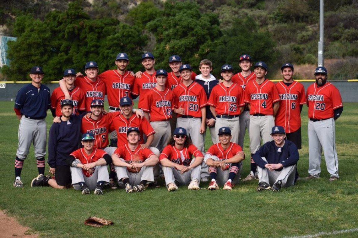 Baseball team posing for team photo