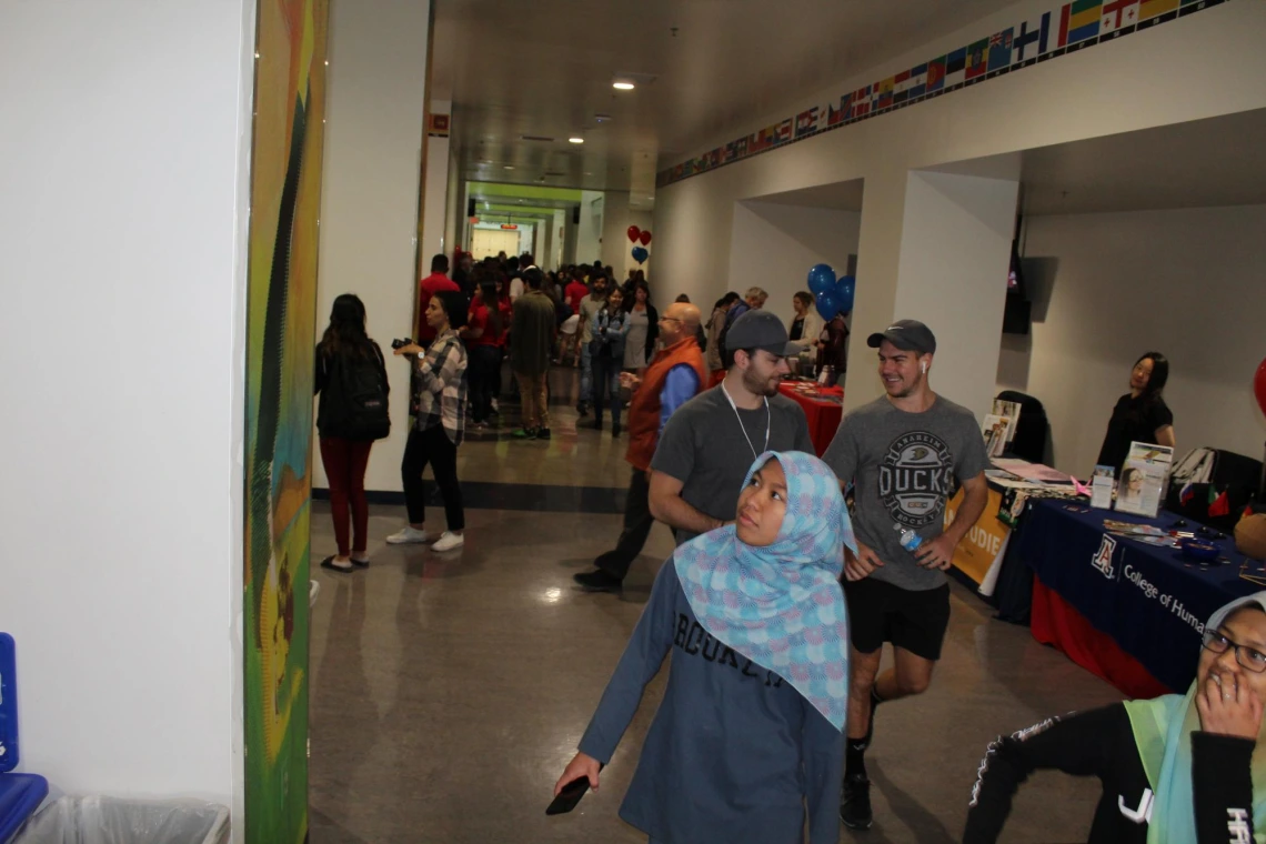 Students and faculty/staff celebrating in Diversity event at Campus Rec