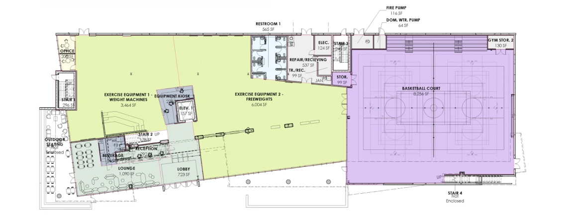 Original floor plan for NorthRec first floor