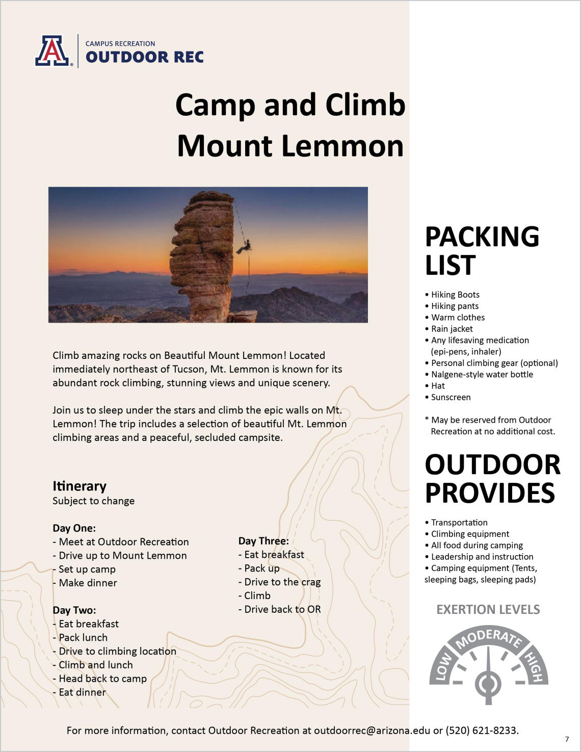 Camp and Climb Mount Lemmon