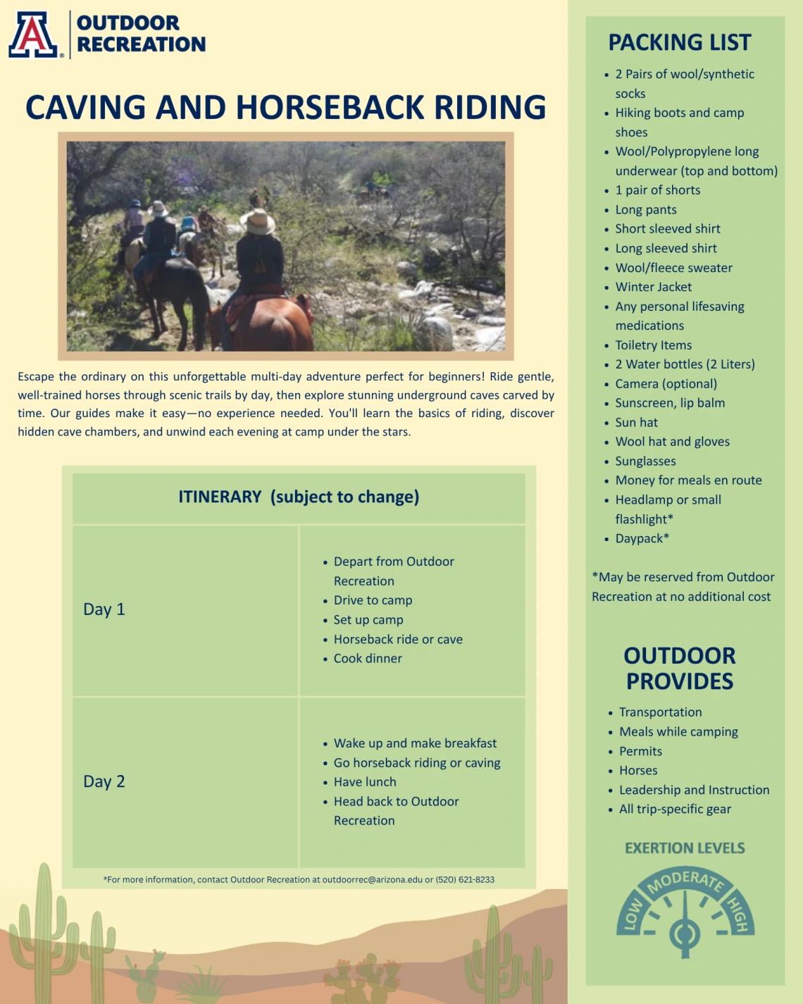 Caving and Horseback Riding
