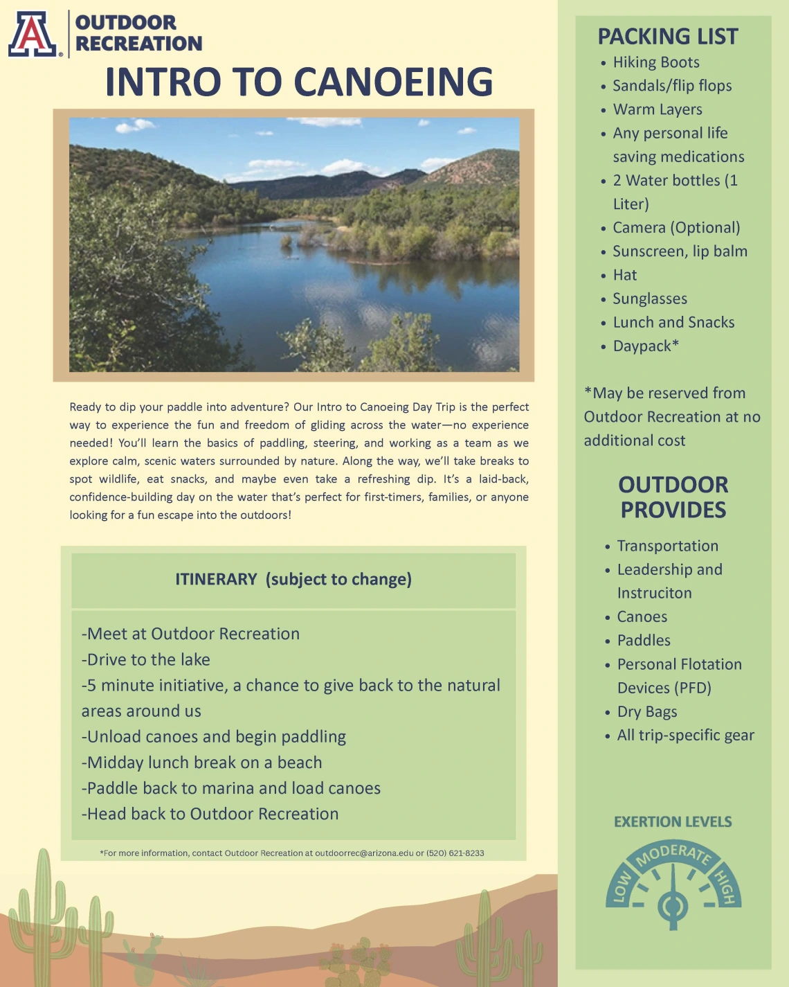 Intro to Canoeing Itinerary