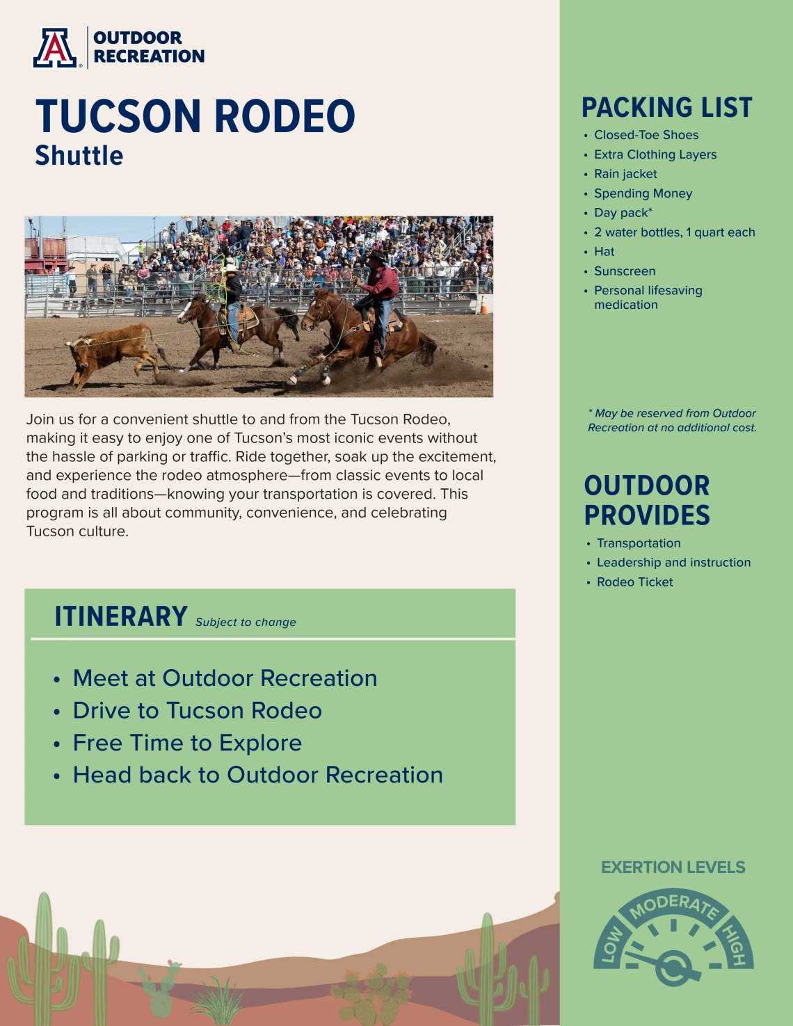 Tucson Rodeo Shuttle Itinerary