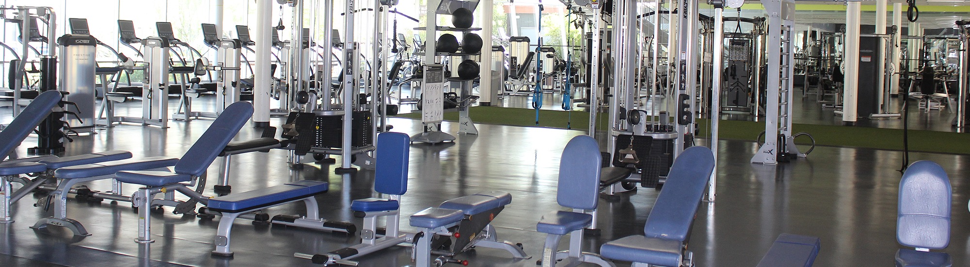 Fitness space full of weight lifting and cardio equipment at Campus Rec, UArizona